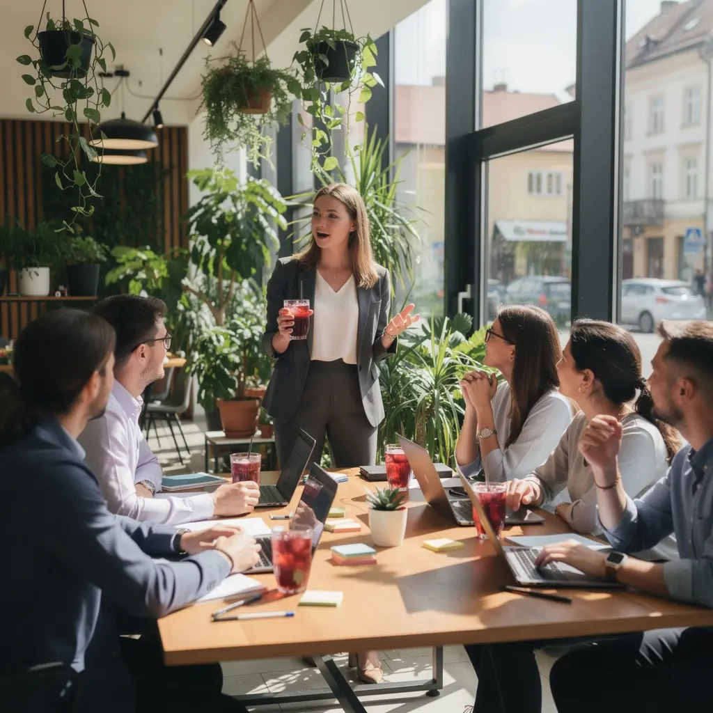 Šálka osviežujúceho bylinného nápoja s malinovou arómou